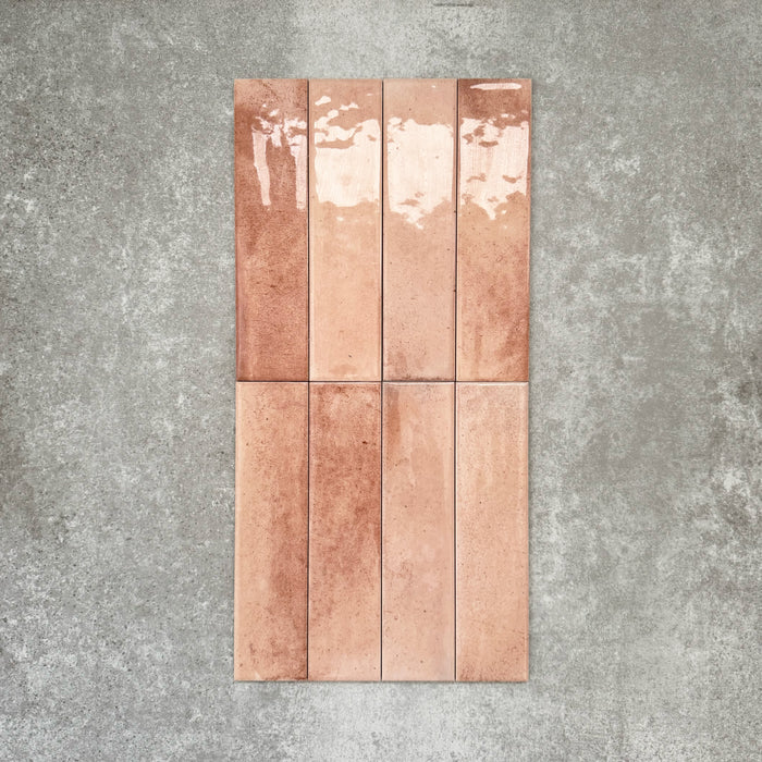 Allegra Tusk Pink | Gloss Brick Tile | 6cm x 25cm