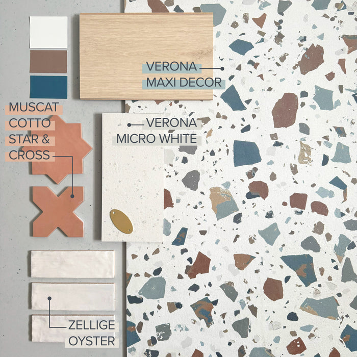 Verona Micro White Terrazzo Concrete style Porcelain Tiles 60cm x 60cm