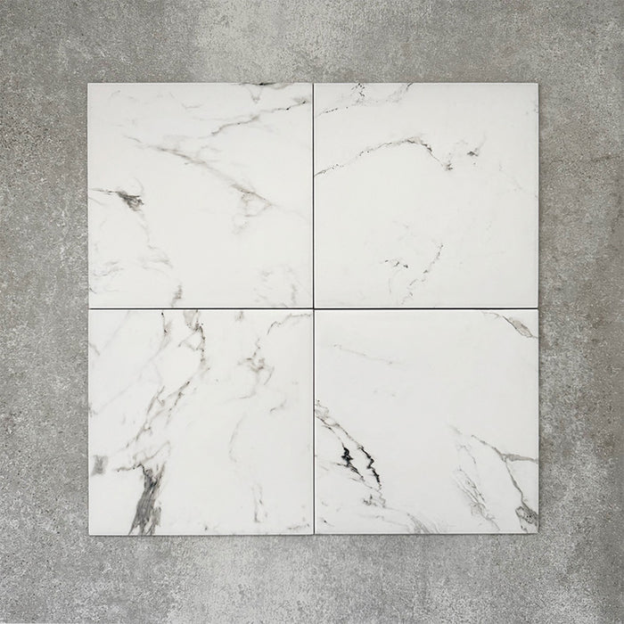Florence Calacatta White | Marble Effect | 25cm x 25cm