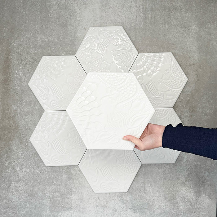 Catalan Decor White | Hexagon Tile | 25cm x 22cm