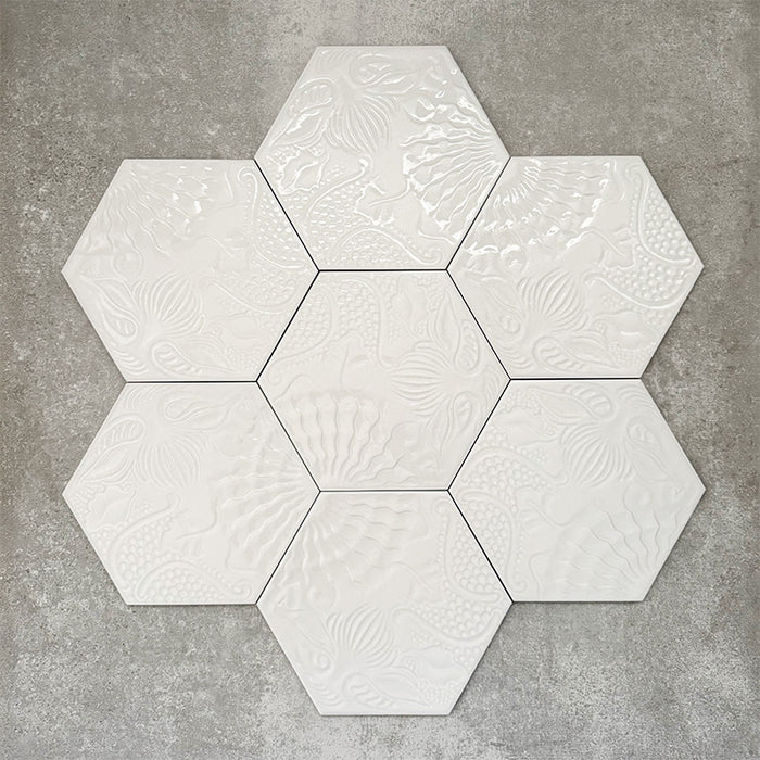 Catalan Decor White | Hexagon Tile | 25cm x 22cm