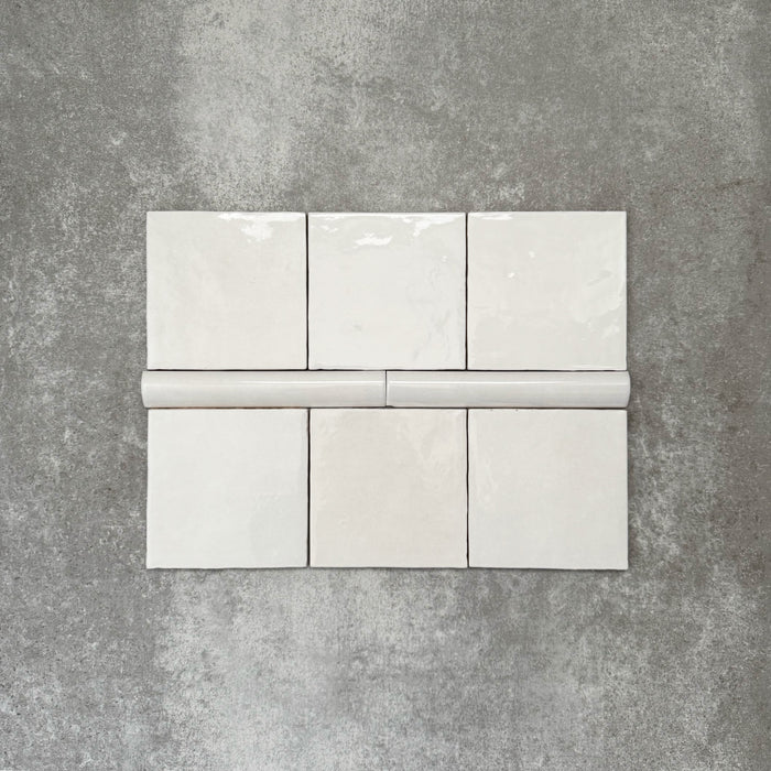 Zellige White Bullnose | Moroccan Style | 3cm x 20cm