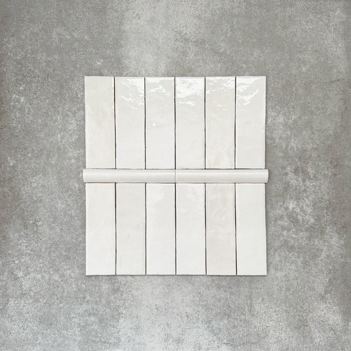 Zellige White Bullnose | Moroccan Style | 3cm x 20cm