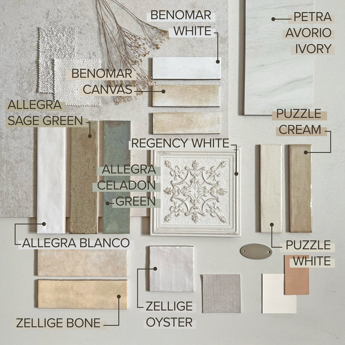 Zellige Oyster Square | Moroccan Style | 10cm x 10cm