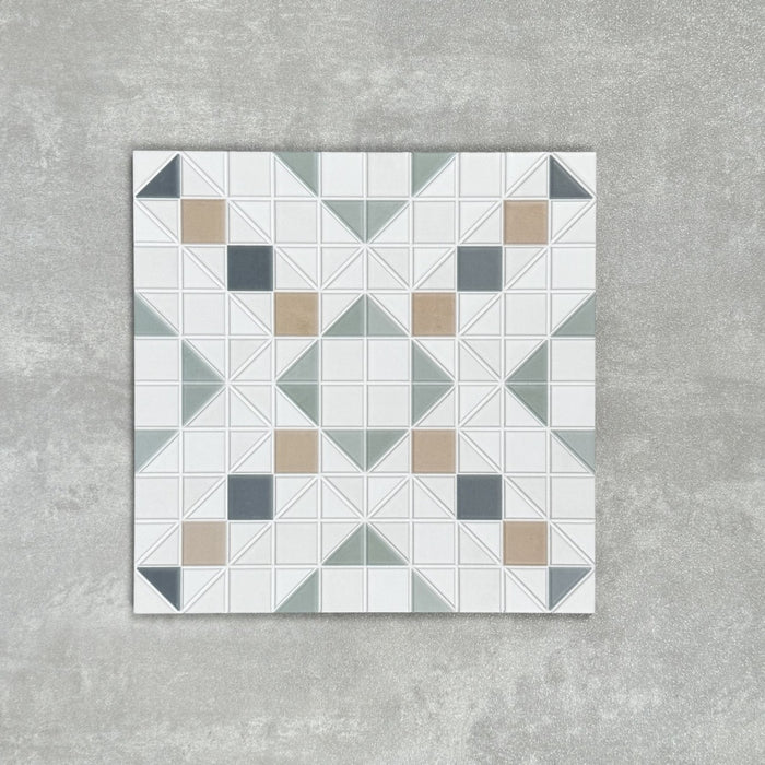 FULL TILE SAMPLE Abbey Marina Mosaic Victorian Style Patterned Tiles 28cm X 28cm