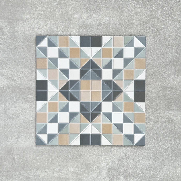 FULL TILE SAMPLE Abbey Marina PLUS Mosaic Victorian Style Patterned Tiles 28cm X 28cm