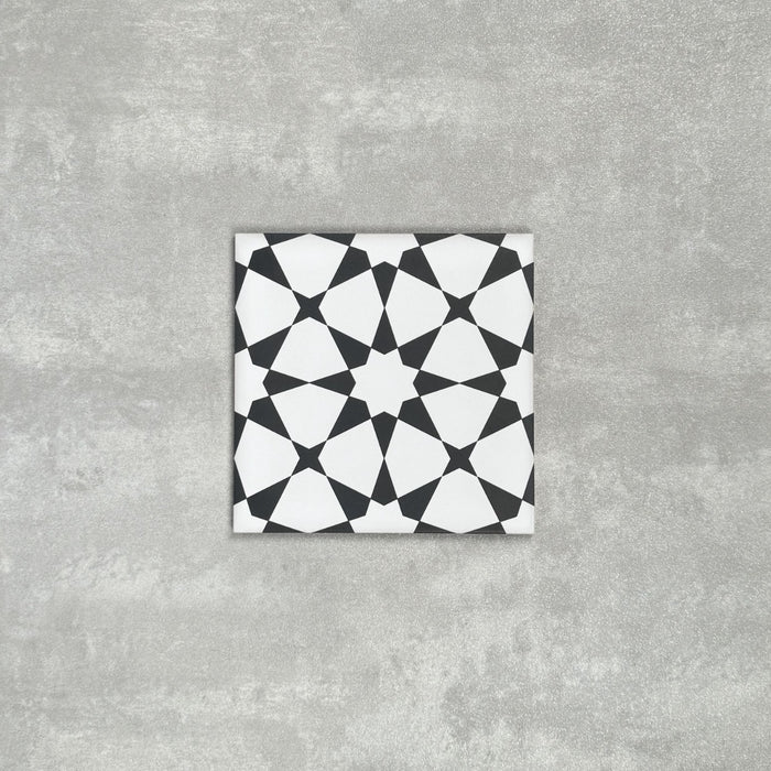 FULL TILE SAMPLE Agadir Black and White 20cm x 20cm