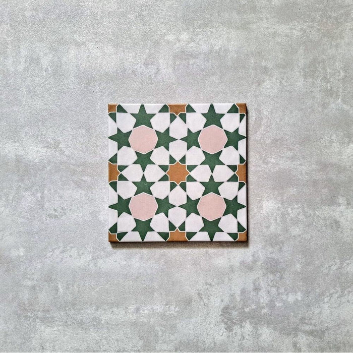 FULL TILE SAMPLE Agadir Tanane Green Gold 20cm x 20cm