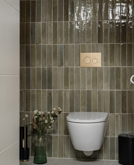 Allegra Sage Green | Gloss Brick Tile | 6cm x 25cm