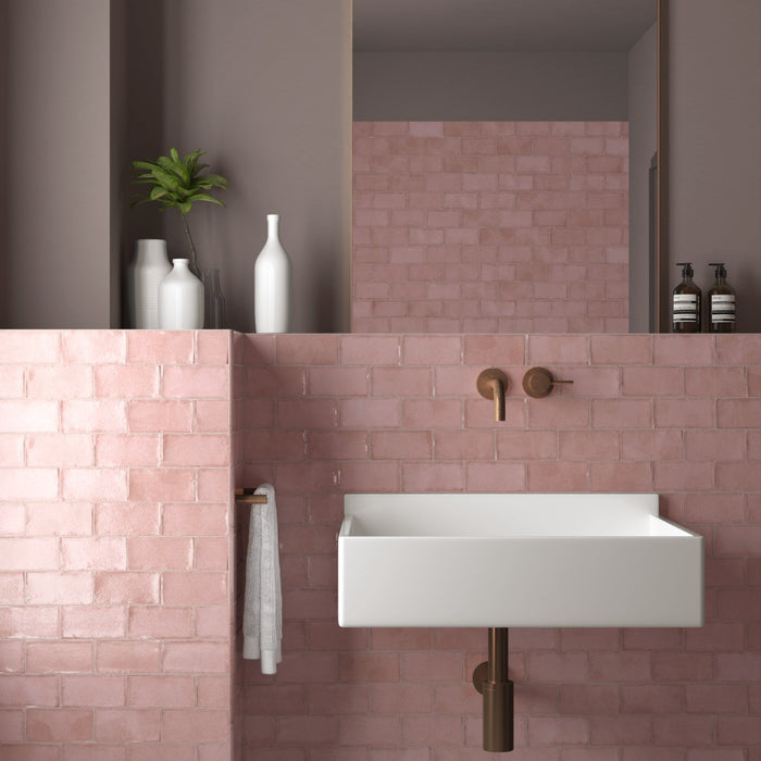 Dordogne Pink Dust Rustic Gloss Wall Tiles 7.5 X 15cm