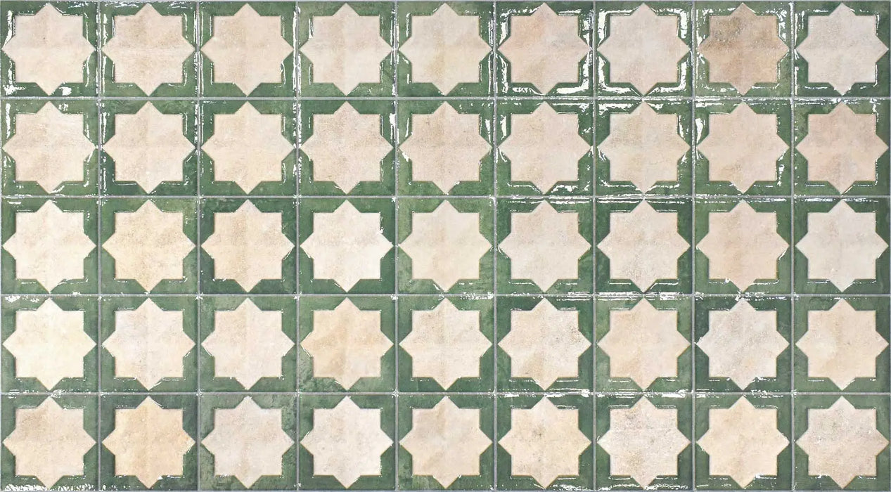 CUT TILE SAMPLE Zanzibar Moroccan Emerald Green 31 x 56cm Wall Tiles