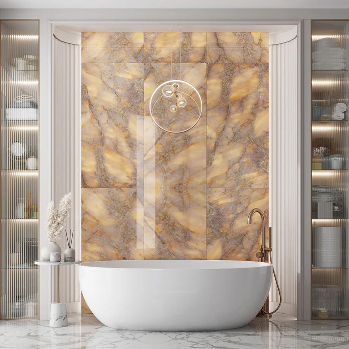 Lumen Precious Stone | Amber Polished Porcelain Tiles  | 60cm x 120cm