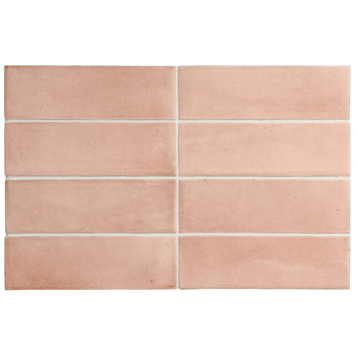 Benomar Moroccan Mini Brick MATT Pink 5cm x 15cm FULL TILE SAMPLE
