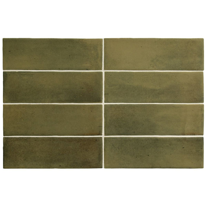 Benomar Moroccan Mini Brick MATT Verde 5cm x 15cm FULL TILE SAMPLE