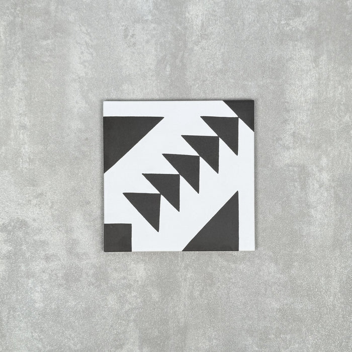 FULL TILE SAMPLE Almeira Azteca Black & White 20cm x 20cm
