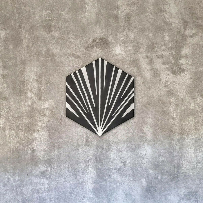 FULL TILE SAMPLE Zebra Black Hexagon 18.7cm x 21.6cm