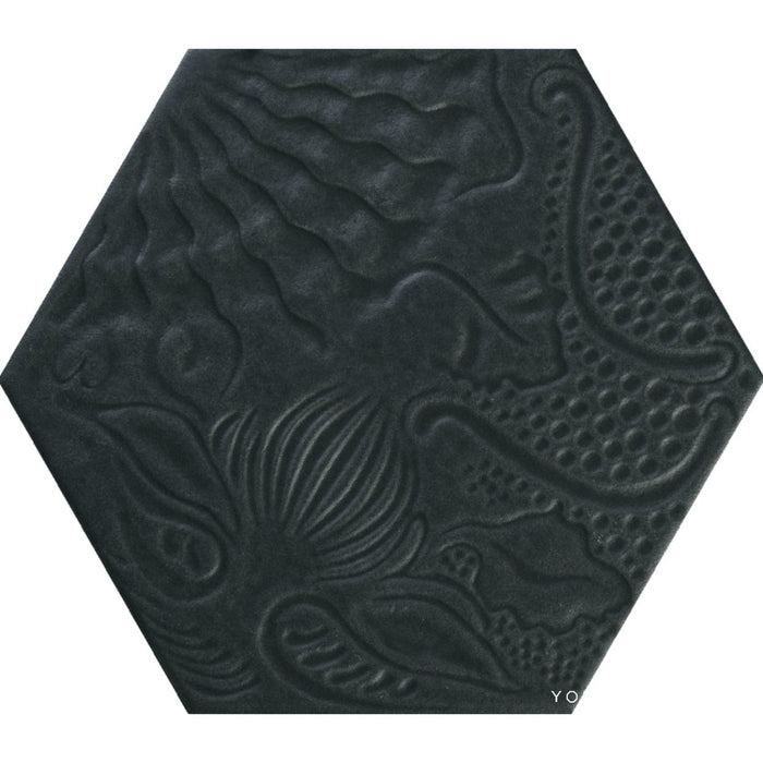 Catalan Decor Black Hexagon Porcelain