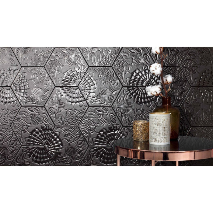 Catalan Decor Black Hexagon Porcelain