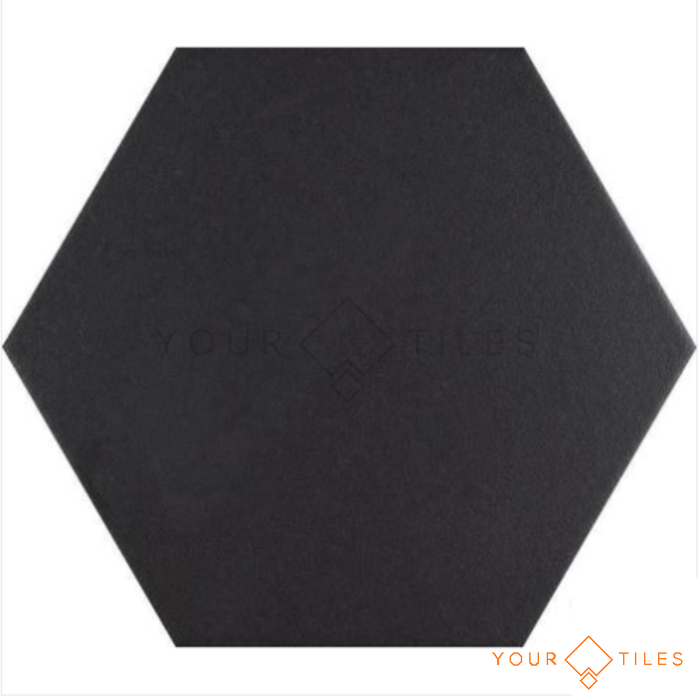 Pura Satin Tiles Black Hexagon Tiles Wall & Floor Tiles - 20cm x 20cm