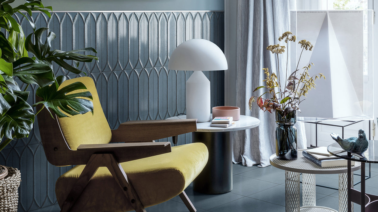 Baroque Decor Laguna Blue Porcelain Wall Tiles 9.1cm x 37.5cm