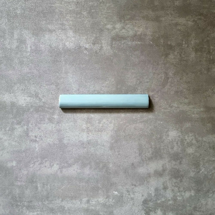 FULL BULLNOSE SAMPLE Zellige AQUA Pencil Bullnose Border Tile 3cm x 20cm