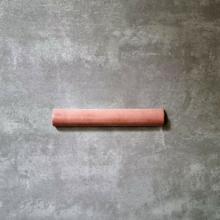 FULL BULLNOSE SAMPLE Zellige ROSE PINK Pencil Bullnose Border Tile 3cm x 20cm