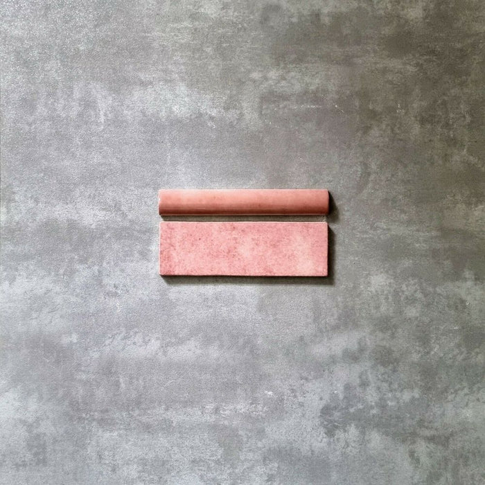 Zellige Bullnose Rose Pink Pencil Border Tiles 3cm x 20cm