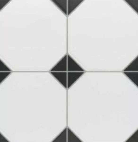 Belvoir Black Victorian Style Porcelain Floor Tiles 33cm x 33cm