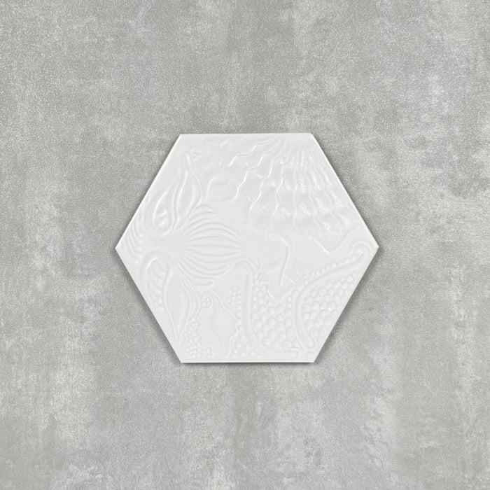 FULL TILE SAMPLE Catalan White Decor Hexagon