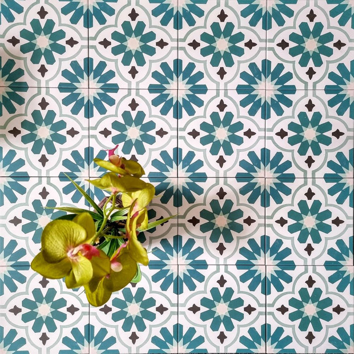 Clara Teal Victorian Moroccan Tiles 20cm x 20cm