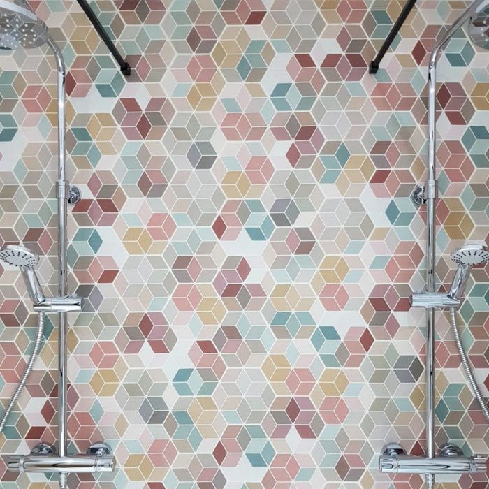 Athens Tile Multicoloured Patchwork Tiles Hexagon 17cm x 15cm