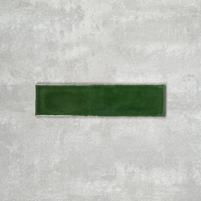 FULL TILE SAMPLE Cottage Rustic GREEN GLOSS 7.5cm x 30cm