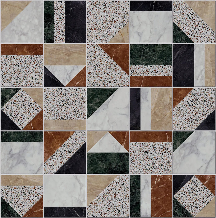 FULL TILE SAMPLE Turin Terrazzo Blanco DECOR Patchwork Tiles | 20cm x 20cm