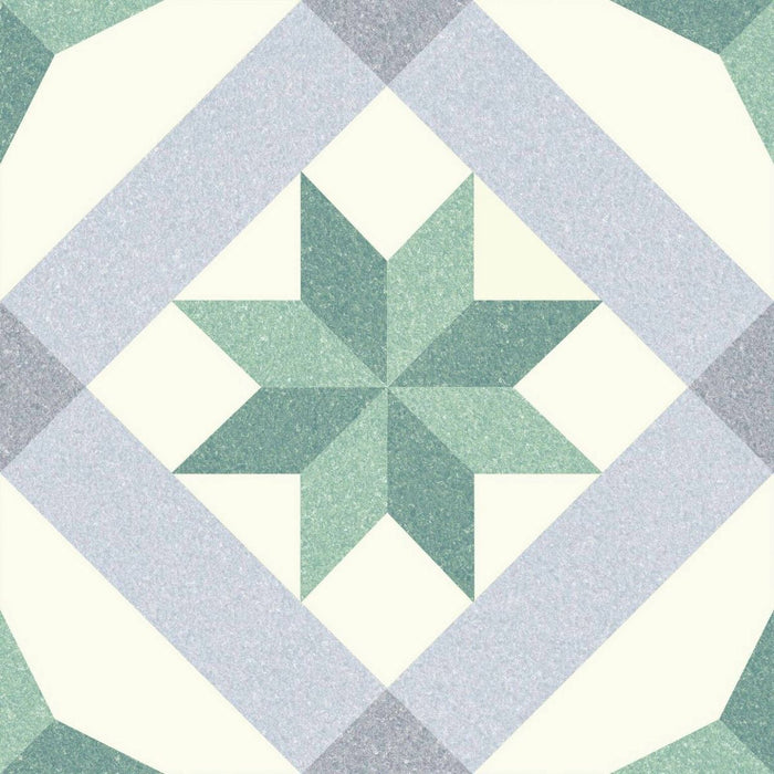 Riviera Menton Star Green Porcelain Wall & Floor Tile 25cm x 25cm