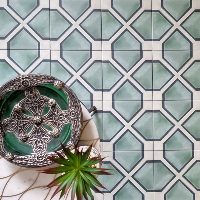 Kasbah Goliath Porcelain Wall and Floor Green Tile 20cm x 20cm