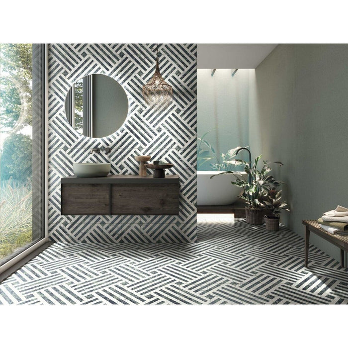 Art Deco Emerald Green Marble Patterned Porcelain Wall Floor Tiles 44cm x 44cm