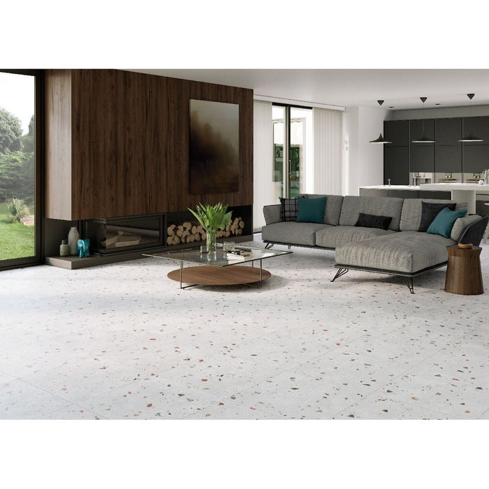 Jericho White Terrazzo Square Wall & Floor Tiles 66cm x 66cm