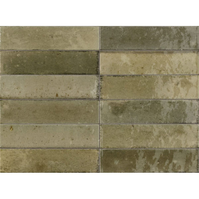 FULL TILE SAMPLE Allegra BRICK Sage Green Gloss 6cm 25cm