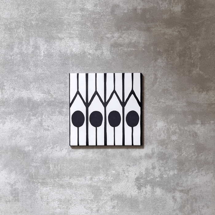 Almeira Felis Moroccan Black and White Tile 20cm x 20cm