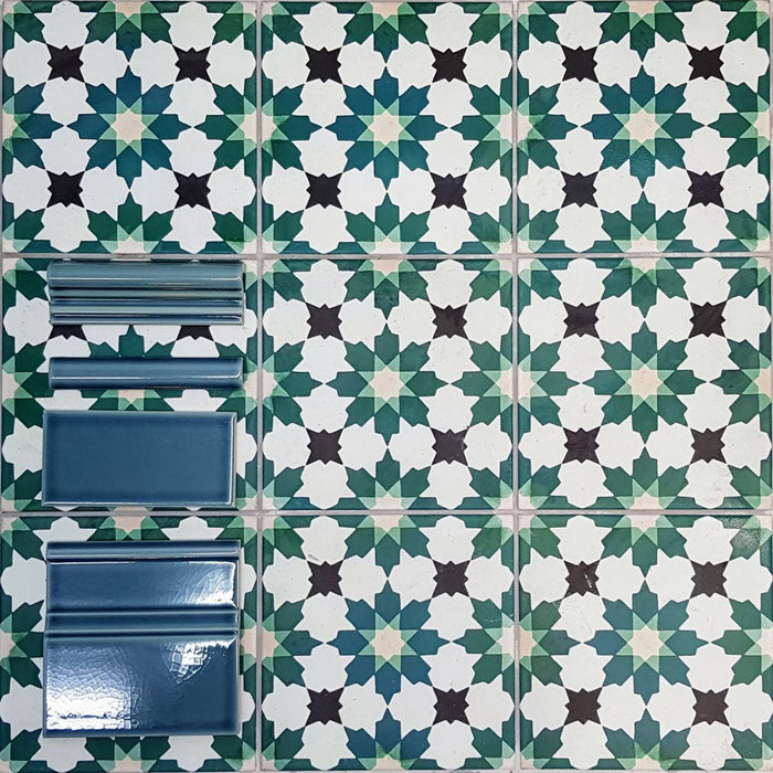 Madeira Tile Teal Green Moroccan Tiles Wall & Floor 20cm x 20cm