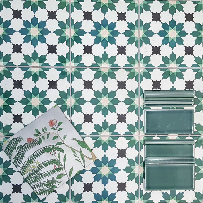 Madeira Tile Teal Green Moroccan Tiles Wall & Floor 20cm x 20cm