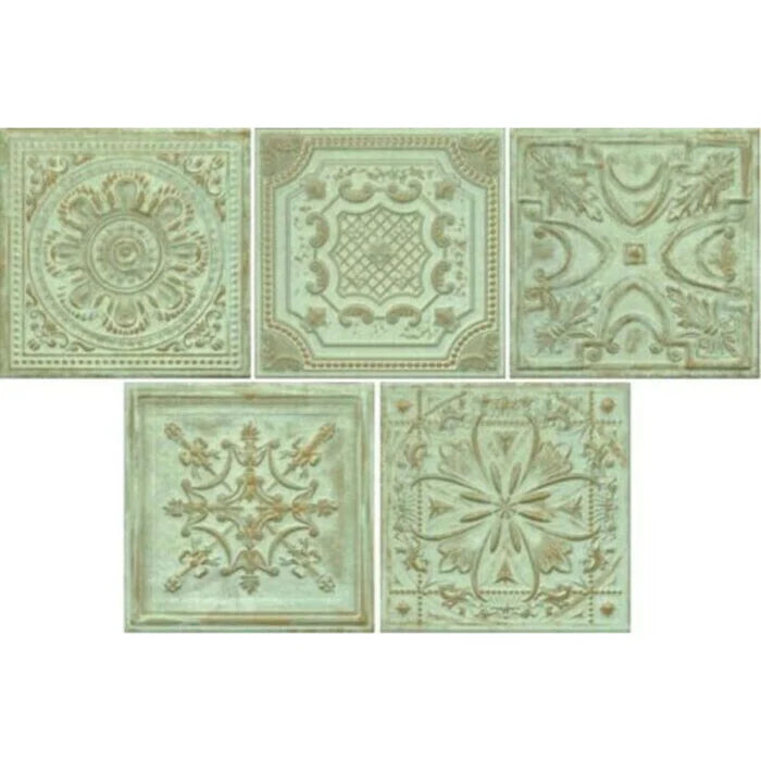 FULL TILE SAMPLE Regency Tin Green Embossed Wall Panel Tiles