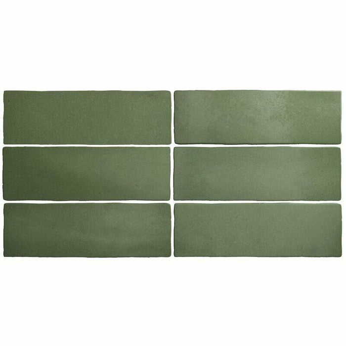 FULL TILE SAMPLE Zellige Brick Malachite Matt Green Moroccan Handmade Style 6.5cm x 20cm