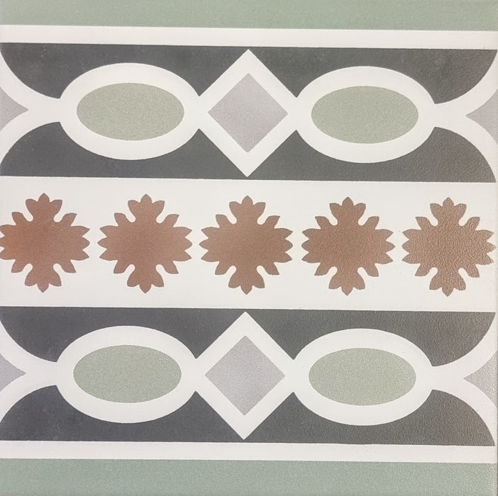 FULL TILE SAMPLE Imperial Victorian Green Mini Tiles | Border Tile | 15cm x 15cm