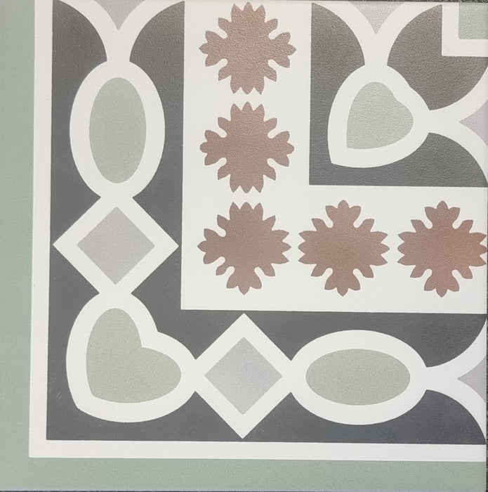 FULL TILE SAMPLE Imperial Victorian Green Mini Tiles | Corner Tile | 15cm x 15cm