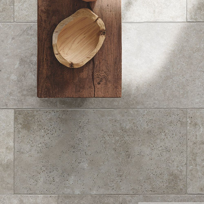 Flagstone Grey Tumbled Travertine Porcelain 50cm x 100cm