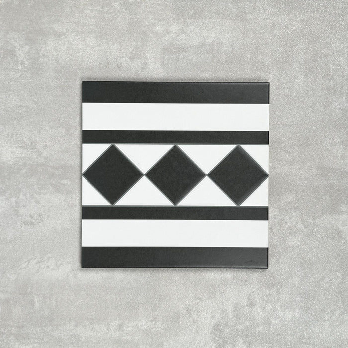 FULL TILE SAMPLE Dorset  Black Side/Border  25cm x 25cm