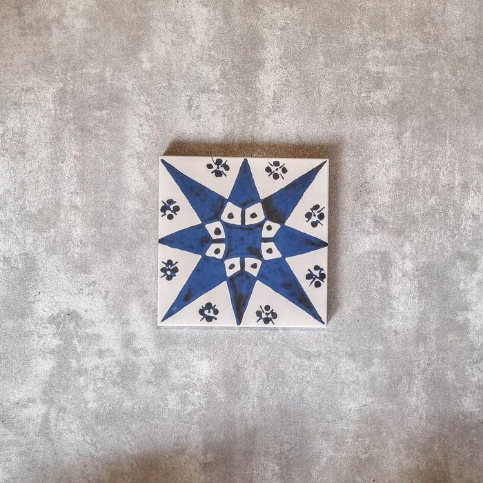 FULL TILE SAMPLE Kasbah Hayati Star Navy 20cm x 20cm