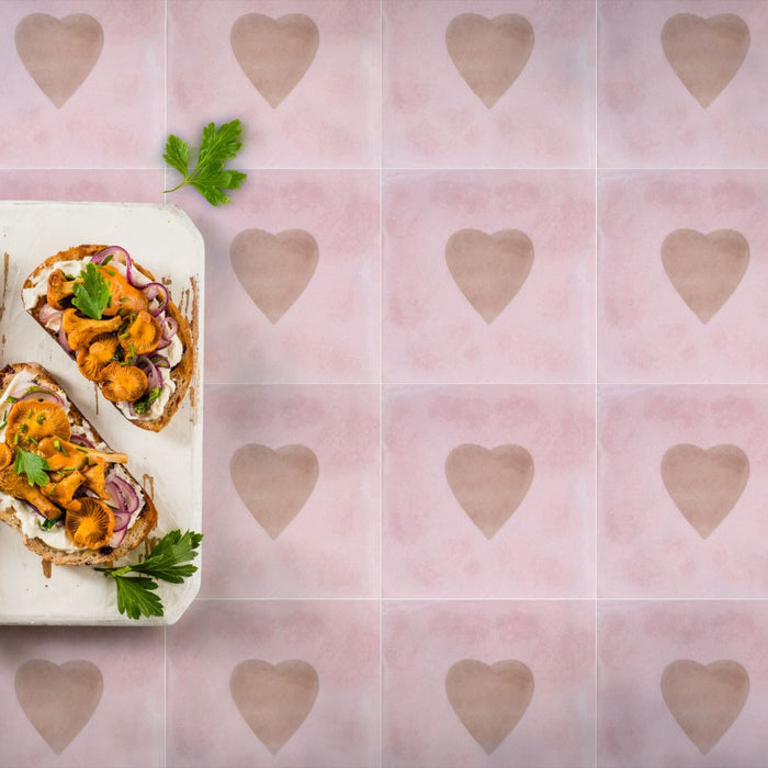 FULL TILE SAMPLE Cupid Mini Hearts | MINI Rose A Wall Floor Tiles  15cm x 15cm