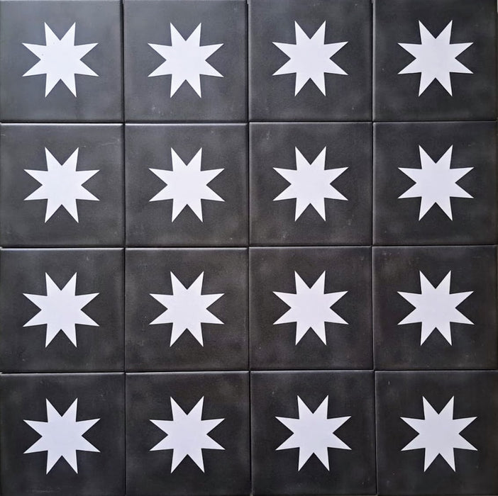 Rubins Black Decor MINIÂ Moroccan Porcelain Wall & Floor Tile 15cm x 15cm